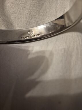 Tory Burch Silver-Tone Logo Cuff Bracelet